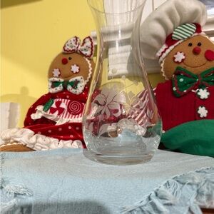 Elegant Clear Glass Vase with Floral Etching